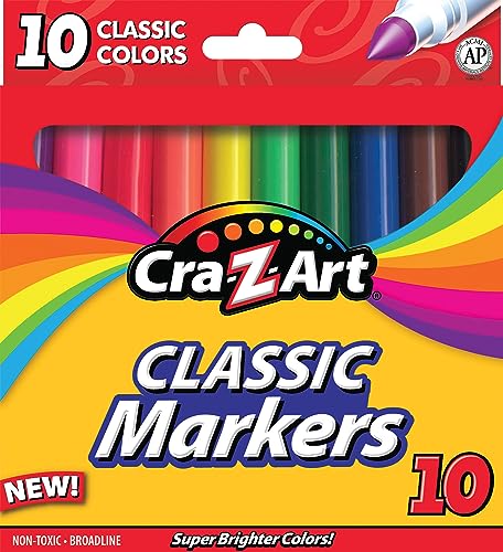 Cra-Z-Art Broadline Markers Non Washable 10 CT - size: 10 Count (Pack of 1)