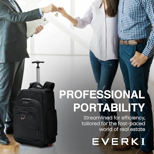 EVERKI Atlas Wheeled 30L Laptop Backpack - Rolling Backpack for Men & Women, Carry-On Travel Roller Backpack for Laptops, Fits 13 to 17.3 Inches with Adjustable Compartment for Business & Work - Black - size: Atlas Original - 30L