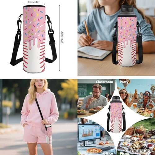 Pink Ice Cream Drip Backpack 4 Piece Baseball Backpack for School Insulated Thermal Lunch Bag Lovely Pencil Pouch Water Bottle Holder Kindergarten Cute Daily Gifts - color: Pink