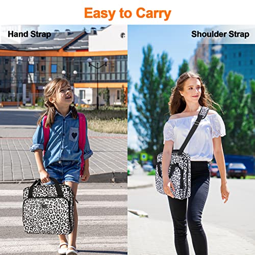 3 Ring Zipper Binder Inch D-Ring, with Strap 600 Sheet Capacity & Multi-Pockets School and Office Organizer, Compatible 13-Inch MacBook (Patent Design Leopard) 3Inch-D-ring - color: Leopard, size: 3Inch-D-ring