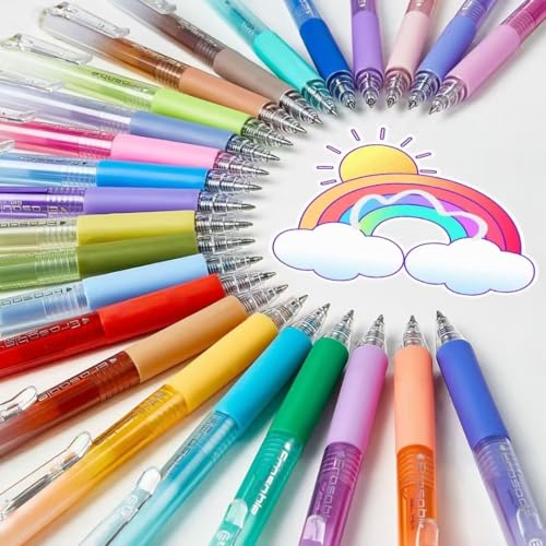 Retractable Erasable Gel Pens Clicker,Fine Point 0.7mm Smooth Writing Pens,Cute Pens For Writing Journaling Taking Notes School Office Home. (12 Colors) - color: 12 Colors