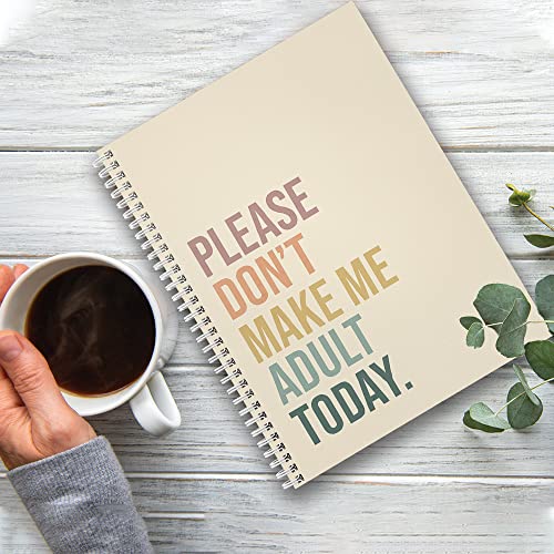 Gotcha Covered Notebooks Softcover No Adulting 8.5" x 11" Funny Spiral Notebook/Journal, 120 Checklist Pages, Durable Gloss Laminated Cover, White Wire-o Spiral. Made in the USA - color: No Adulting