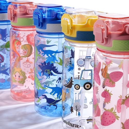 Kids Water Bottle for School, 20 Oz Plastic Water Bottle with Silicone Spout and Pop-Up Cover, BPA Free & Dishwasher Safe (Marine Animals) - color: Marine Animals, size: 20 Ounces