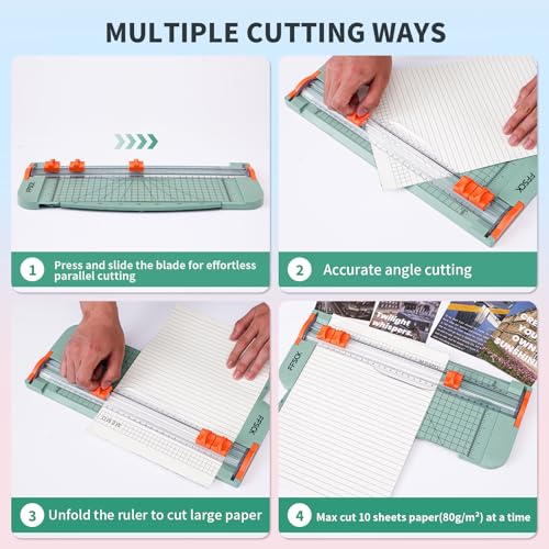 A4 Green Paper Cutter Slider 12 Inch Titanium Straight Paper Trimmer, Paper Cutter for Classroom Scrapbooking Cutter, Papercraft Supplies - color: Green