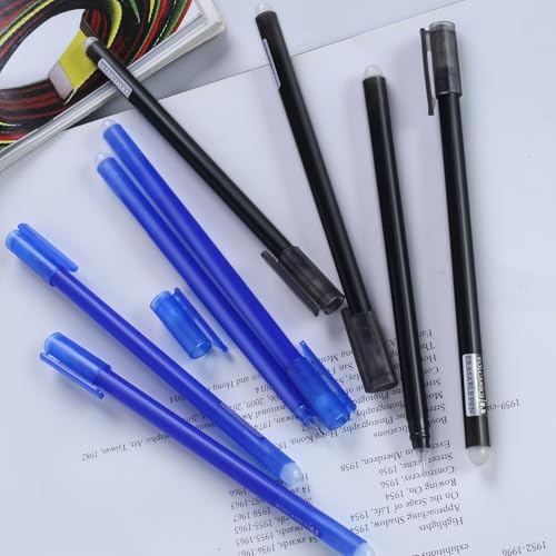 Volcanics Erasable-Gel-Pens Fine Point 0.5 mm, Mistakes Dispear, Black and Blue, 30 Pack Quick-Drying Ink, No Smudge Perfect for School, Office, and Home Use - color: Black and Blue