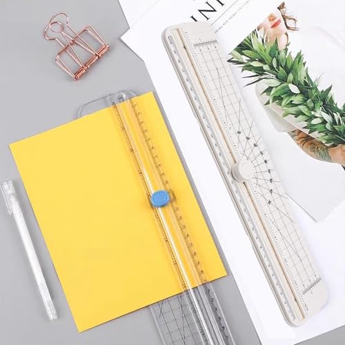 2PCS Paper Cutter Slider, 12 Inch Portable Paper Trimmer, Straight Cutting Guillotine, Cardboard Cutter for Paper Photo Vinyl Label Coupon Craft Paper(White) - color: White