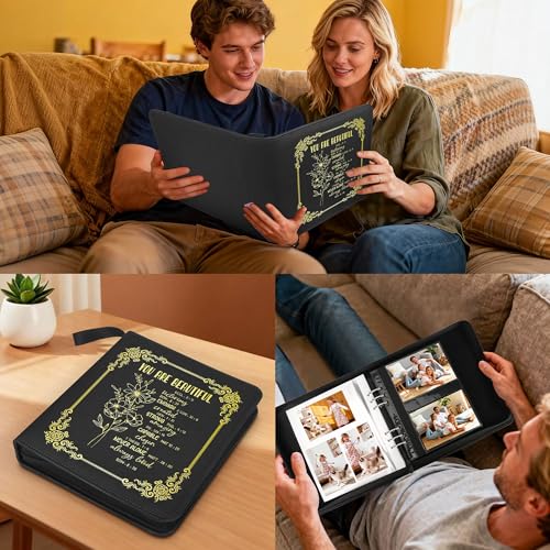 Easter Gift You Are Beautiful Zipper Photos Binder Album 3x5 4x6 5x7 6x8 DIY Magnetic Photo Album for Women Religious Gifts Inspirational Gifts. (Album Beautiful-Black) - color: Album Beautiful-Black