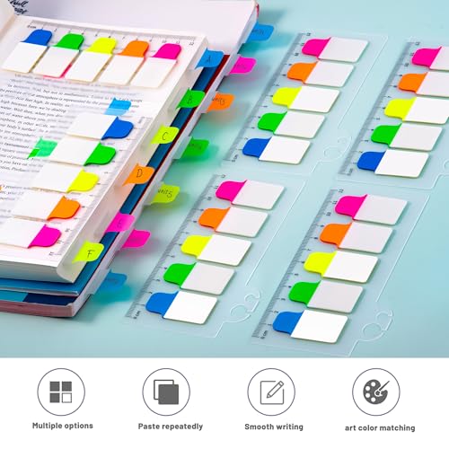 Golcellia Sticky Tabs - 600 Sheets Notebook Tabs - Sticky Flags, Index & Page Tabs - Durable Divider & Binder Tabs for Books & Bibles(6 Pcs, 5 - Color) - color: Classic-03