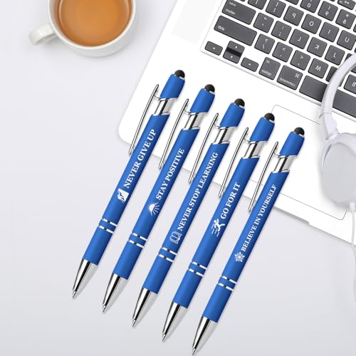 15 Pack Motivational Pen Set - Inspirational Quotes Retractable Ballpoint Pens for Office School Supplies, Encouragement Gifts for Women Men, Blue - color: Blue, style: Positive