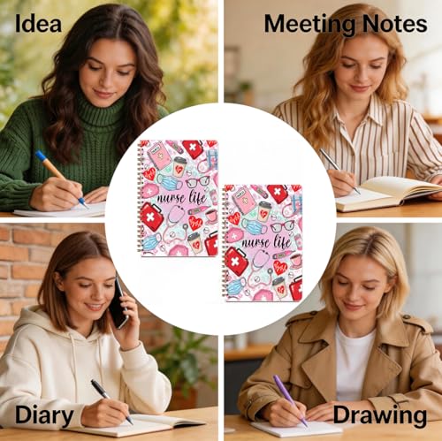 2 Pcs Nurse Gifts Spiral Notebook, A5 Notebook Journal 160 Pages | Nurse Appreciation Gifts Spiral Notepad, Nurses Essentials Aesthetic Notebook Journal, Nursing School Office Supplies - color: Multicolour 0019