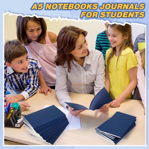 Mimorou 100 Pcs Journals Notebooks Bulk - Kraft Softcover A5 Small Notebooks 5.5 Inch x 8.3 Inch Notepads with 60 Page 30 Sheet for Writing Sketch Travel Office Supplies(Navy Blue,Lined) - color: Navy Blue, style: Lined