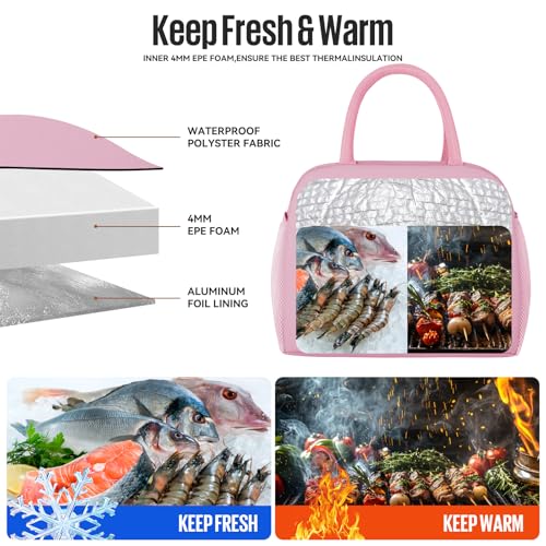 douyadady Lunch Bag&Box Women/Men Insulated&Reusable | Spacious Lightweight Waterproof Sturdy Durable Great Value For Office Work School Picnic Travel - color: Pink