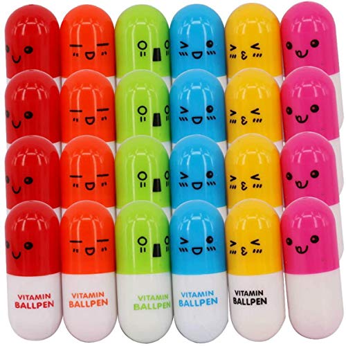 Novelty Nurse Pharmacy Pill Pens - Retractable Vitamin Capsule Pens for Nurses Week, Office & Valentine Day Gifts, Bulk Novelty Supplies & Stocking Stuffers for Adults (40)