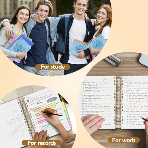 QIYVLOS Hardcover Spiral Notebook, B5 Journal with Removable Dividers Tabs, 5 Subject Notebook College Ruled, 320 Pages 8"x10" Leather Notebooks for Work School Study, Lined Journal for Women, Blue - color: B5/Blue