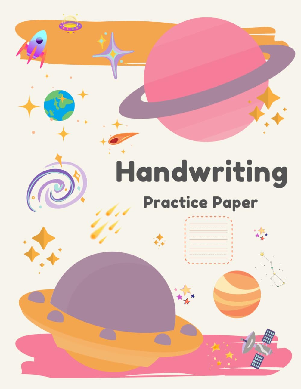 Handwriting Practice Paper, Preschool Pre-handwriting, Lined paper with dotted midline: Paperback, large size 8.5"*11*, 80 pages