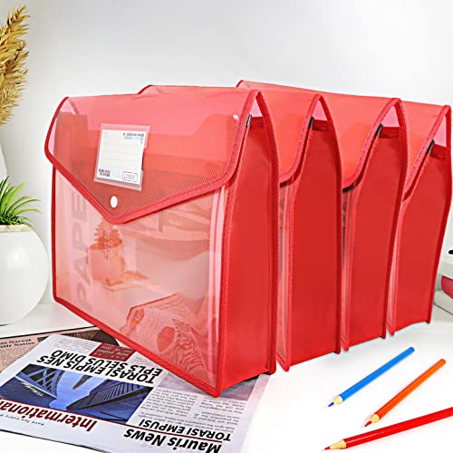 YoeeJob Plastic File Folders Legal Size 2 Pcs, Expandable Document Folder with Snap Button Closure, A4 Expanding File Wallet Envelopes Pouch with Label Pocket, Red - color: Red, size: 2 Pack