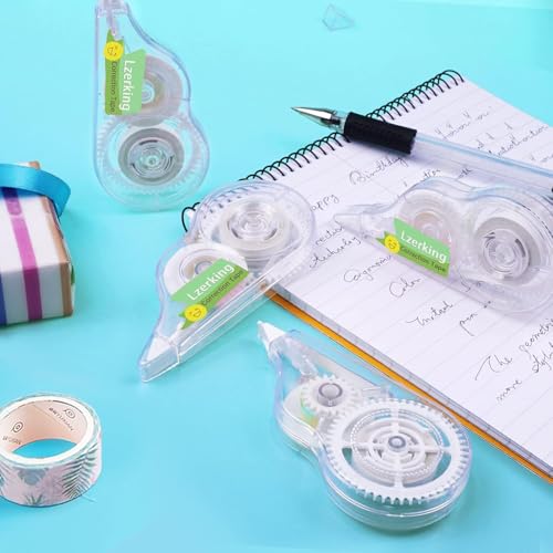 Lzerking Correct Correction Tape,White,32-Count,Transparent Dispenser Shows How Much Tape is Remaining