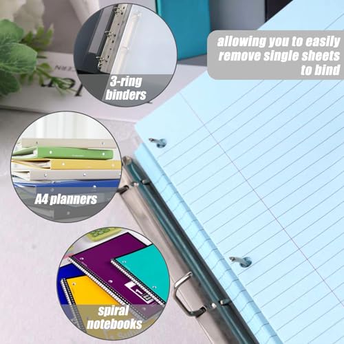 200 Sheets Wide Ruled Filler Paper, 8x10.5 Inch, 3-Hole Punched for Binders - 100 Purple & 100 Blue, Fights Ink Bleed, for School College Office