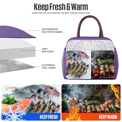 douyadady Lunch Bag Women/Men Lunch Box Women/Men (Dark purple) | Spacious Lightweight Waterproof Sturdy Durable Great Value For Office Work School Picnic Travel - color: Dark Purple