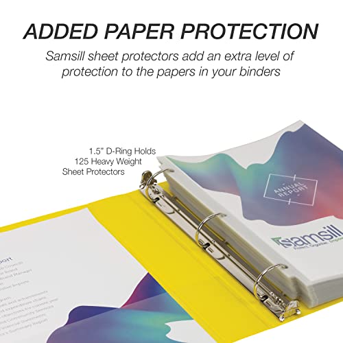 Samsill Durable 1.5 inch 3 Ring Binder, D Ring Binder, 100% Recycled Chipboard, Yellow - color: Yellow, size: 1 Pack, style: 1.5 Inch