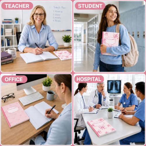 6 Packs 112 Pages Composition Notebook for Back to School 7-1/2" x 9-3/4" | Cute Pink Bow Composition Notebook College Ruled Bulk for First Day of School Office - color: Pink
