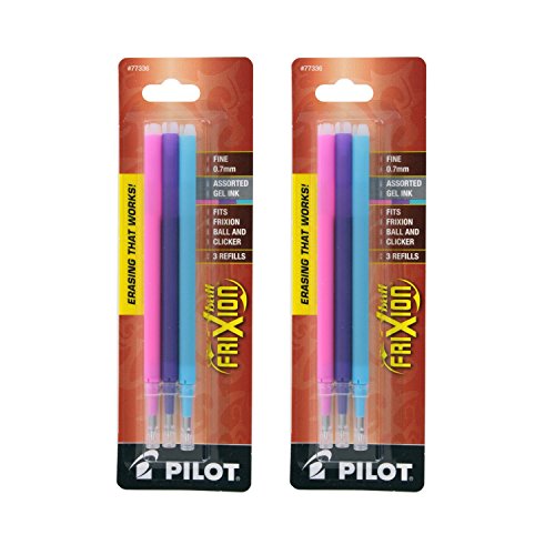 Pilot FriXion Eraseable Gel Ink Pen Refills, Fine Point, Fashion Assorted Ink, Pack of 6