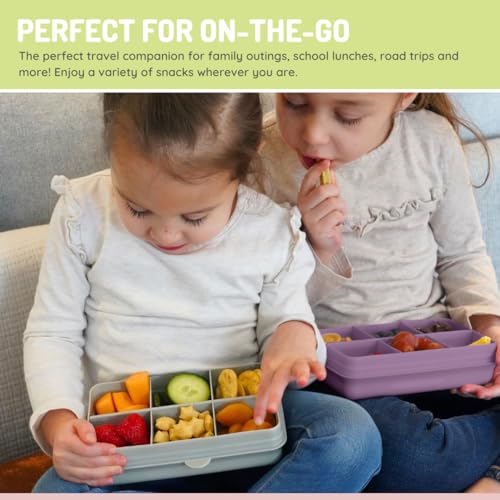 melii Snackle Box | 6-Compartment Divided Snack Container, BPA-Free Food Storage with Removable Dividers for School, Travel & On-the-Go Snacking Purple Cat - color: Cat