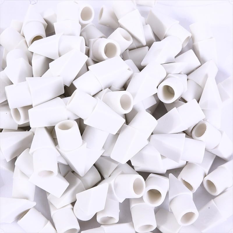 20 Pcs White Pencil Cap Erasers, Soft Smudge-Free Pencil Topper Erasers for Students and Office Supplies