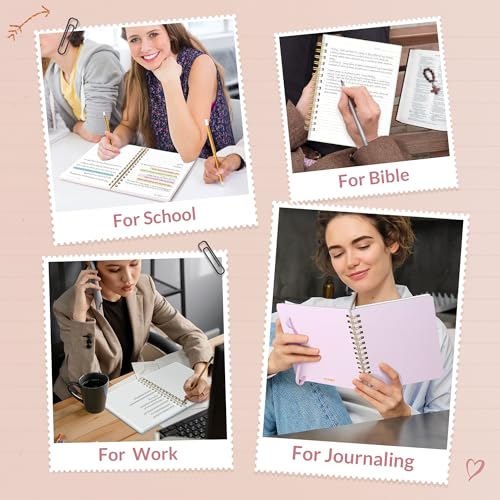 SUNEE Lined Spiral Journal Notebook for Women, 146 Pages College Ruled Hardcover Journaling Notebook for Work, Note Taking and Office School Supplies, A5 - Pink - color: Pink