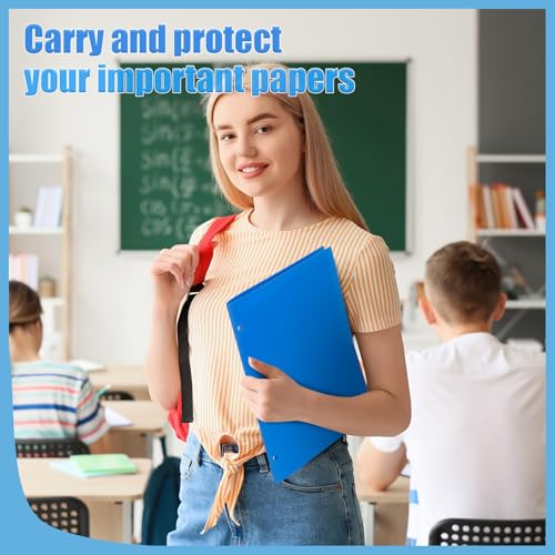 Yeaqee 72 Pcs Plastic Folders with Pockets Bulk 3 Hole Punched 2 Pocket File Folders for 3 Ring Binder Divider Folder for Notebooks, Durable Poly for Office Home (Blue) - color: Blue