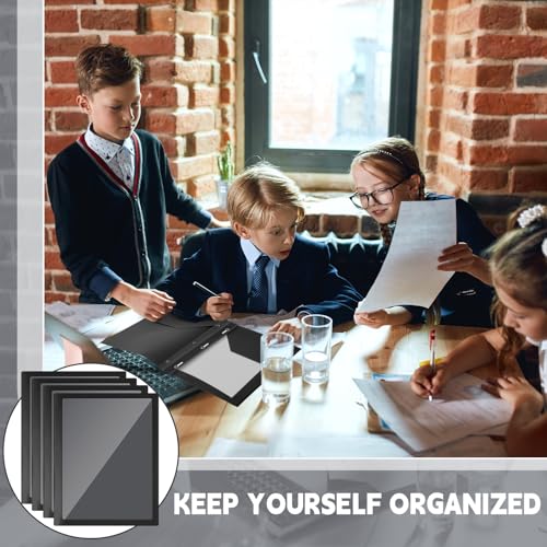 Teling 24pcs Heavy Duty Plastic Folders with Front Clear Pocket, 3 Prongs and 2 Pockets, Fit Letter-Size Paper Folders with Card Slot, for School Office Supplies Back to School Gifts (Black) - color: Black