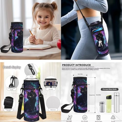 CLOHOMIN Black Cat Kids Backpack with Lunch Box for Girls 10-12/12-14 Middle School Bookbag for Kids Lunch Tote Bag Water Bottle Pouch 6th Grade Student Schoolbags Set of 3 - color: Black Cat