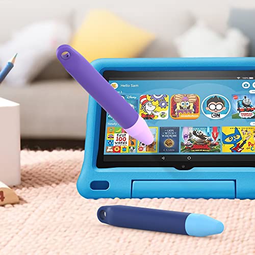 Kid-Friendly Pens for Touch Screens - 2 Pack of Purple and Blue Stylus Pens Compatible with Kindle, iPad, iPhone
