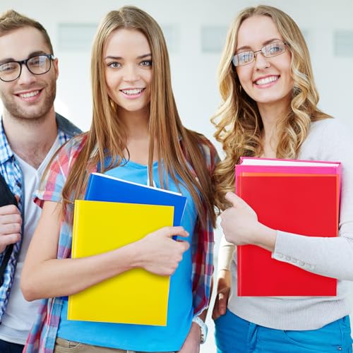 Cholemy 72 Packs Pocket Folders with Prongs Heavy Duty Plastic Folder with Business Card Slot 3 Prong Fasteners for School Office (Vivid) - color: Vivid