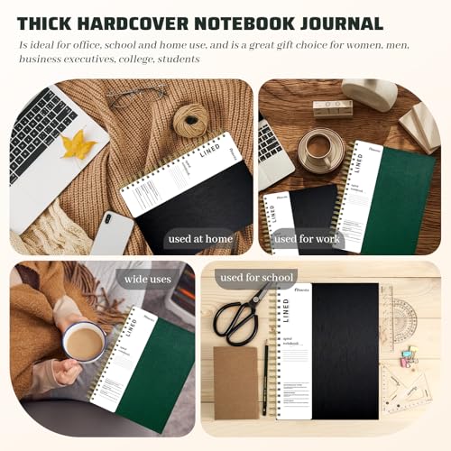 Hardcover Spiral Notebook with removable dividers 300 page,5 Subject Notebook 8"x10" B5 College Ruled Notebooks for School Note taking,Lined Journal for Women (Green) - color: GREEN