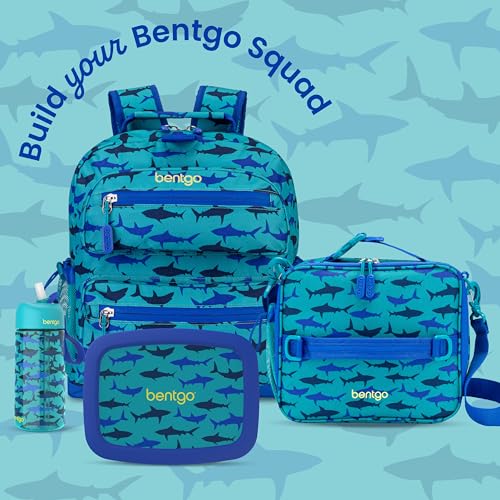 Bentgo Kids Lunch Bag - Durable, Double-Insulated Lunch Bag for Kids 3+; Holds Lunch Box, Water Bottle, & Snacks; Easy-Clean Water-Resistant Fabric & Multiple Zippered Pockets (Shark) - color: Sharks