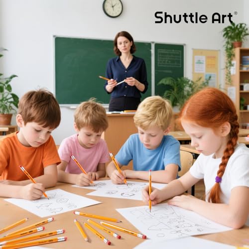 Shuttle Art Jumbo Pencils - 18 Pack Triangle Pre sharpened Pencils #2 HB with Top Erasers & Sharpener, for kids Ages 4-8, Kindergarten School Supplies, Ideal for Home, Classroom - size: 7.6 Inch