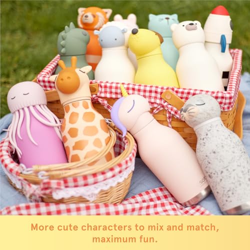asobu Bestie Bottle Limited Edition Collectible Kids Water Bottle with Animal Character Lid 16oz (460ml) Insulated Stainless Steel, Leakproof, Reusable with Straw Fun Gift for Girls & Boys - color: MOCHI THE CAPYBARA