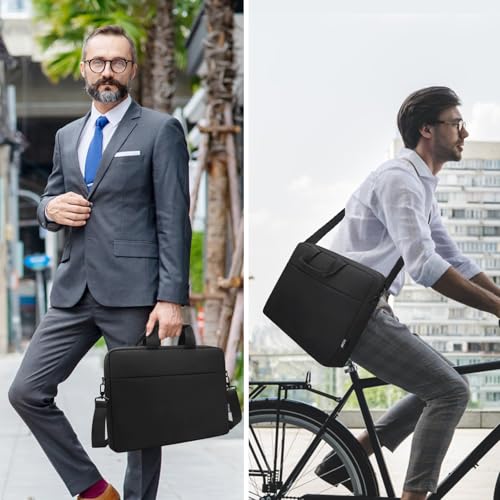 TECOOL 14 Inch Laptop Bag, Waterproof Laptop Case Sleeve Messenger Bag Briefcase with Shoulder Strap for 14 Inch Lenovo HP Dell Acer ASUS Notebook, MacBook Air/Pro 15 Inch, Black | Briefcase Carrying Case with Shoulder Strap for 14 Inch Lenovo HP Dell Ace