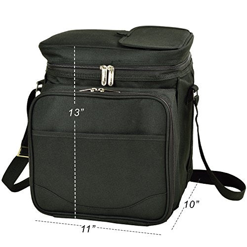 Picnic at Ascot Original Insulated Picnic Basket/Cooler Equipped with Service for 2- Designed, Assembled & Quality Approved in the USA - color: Black