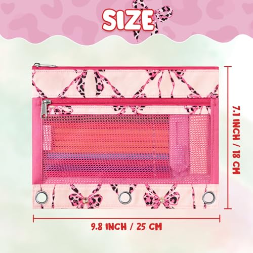 WAWSAM Bow Pencil Pouch for 3 Ring Binder, Binder Pencil Pouches with Zipper, Pencil Case with Clear Window, Cosmetic Bags for Office Supplies - color: Bow-knot