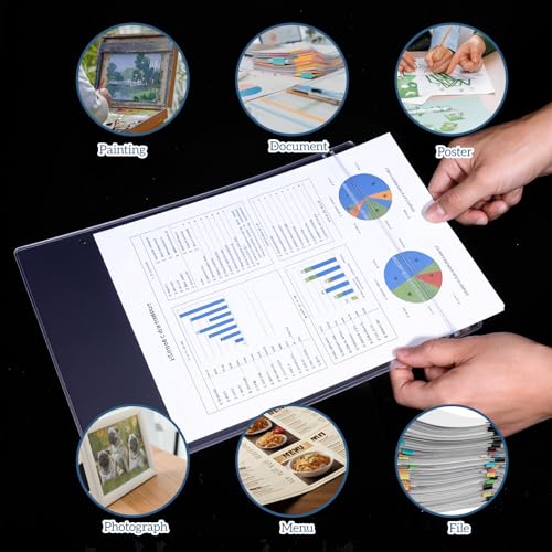 12 Pack Clear Sheet Protectors 8.5" x 11" Waterproof Resealable Zip Page Protectors Heavy Duty Dry Erase Document Holder Plastic Sleeves Protectors for Documents Photos Wall Sign Display