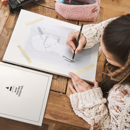ARTEZA Tracing & Calligraphy Paper Combo, 9x12 Inch – 2-Pack with 50 Calligraphy Sheets and 55 Tracing Sheets for Drawing, Lettering & Drafting