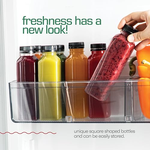 DECADORN 16 oz Juice Bottles with Caps, 20 Pack, Made in USA | BPA-Free Plastic Bottles, Tamper-Evident Lids, Leak-Resistant, Shatterproof, Disposable & Recyclable, for Juicing & Fridge - size: 16 oz 20 Pack