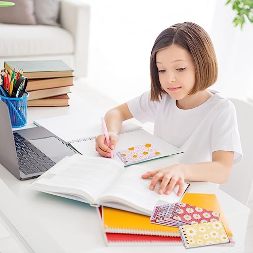 Faccito 24 Pcs Boho Daisy Mini Spiral Notebook Groovy Pocket Notebook Bulk Hippie Mini Top Bound Notepad for Boho Daisy Flower Hippie Groovy Retro Birthday Party Decor Classroom Rewards Gifts Favor
