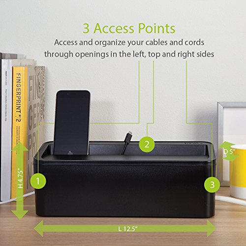 UT Wire UTW-BXSM-BK Desktop Mobile Charging Station & Power Strip Box, Black - color: Black, size: M-Desktop