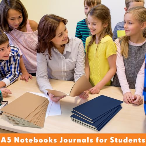 Mimorou 100 Pcs Journals Notebooks Bulk - Kraft Softcover A5 Small Notebooks 5.5 Inch x 8.3 Inch Notepads with 60 Page 30 Sheet for Writing Sketch Travel Office Supplies(Brown, Navy,Lined) - color: Brown, Navy, style: Lined