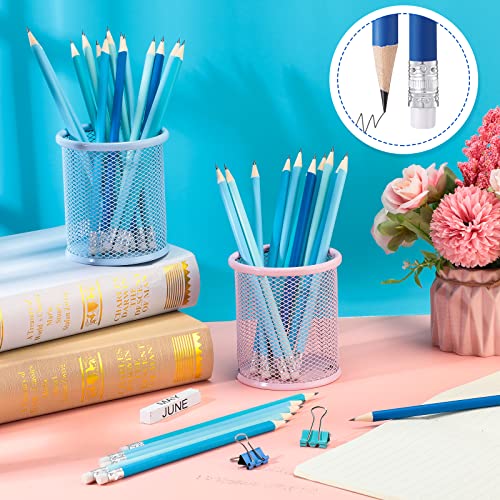 CHENGU 24 Pcs Blue Pencils for Kids Erasable Wood Pencils Pack Cute School Supply for Kid with Top Eraser Blue Wooden Back to School Kit Drawing Work Summer Office Gift