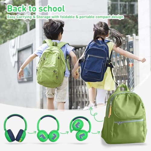 Bluetooth Kids Headphones, Wireless Headphones for Kid with Mic, 75/85/94dB Volume Limited, Includes 3.5mm Aux Cord, Foldable Dinosaur Teens Headset for School, Home, Travel, Tablet - style: Dinosaur
