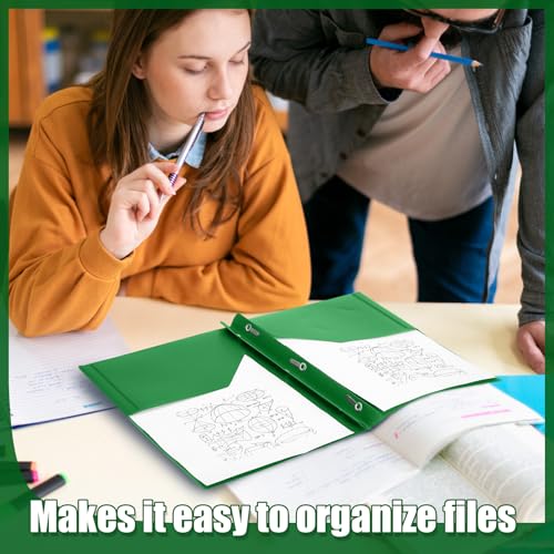 Lincia 100 Pcs Plastic Folders with Pockets and Prong Folders with Prongs 2 Pockets for Office, School for Students, Teachers, Office Workers(Deep Green) - color: Deep Green